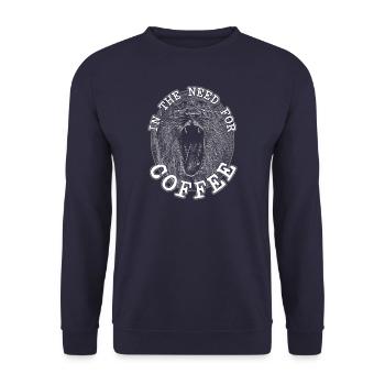 in the need for coffe white - Unisex Pullover - Navy - Vorne - Alina (178cm) & Michal (187cm)