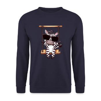 Zèbre Kawaii mignon, balançoire, mignon - Sweat-shirt Unisexe - marine - Devant - Alina (178cm) & Michal (187cm)