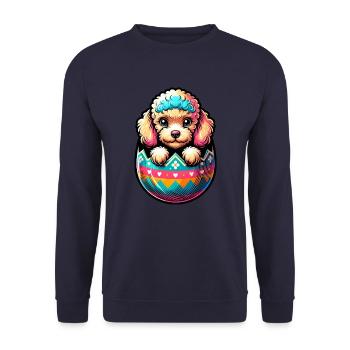 Easter Egg Easter Egg Dog Poodle Hatches From The Egg - Unisex Sweatshirt - navy - Front - Alina (178cm) & Michal (187cm)