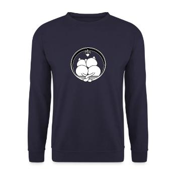 Süße Katzen als Liebespaar, Ich liebe dich - Unisex Pullover - Navy - Vorne - Alina (178cm) & Michal (187cm)