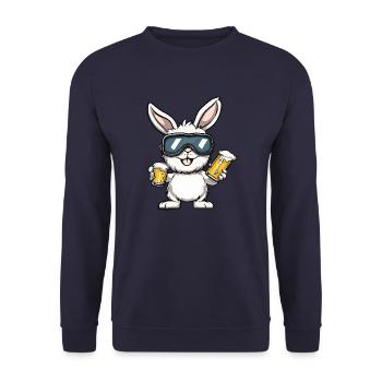 Hase Apres Ski Bier - Unisex Pullover - Navy - Vorne - Alina (178cm) & Michal (187cm)
