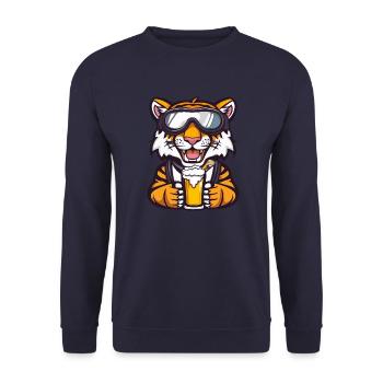 Tiger Après-Ski Bière Bande Dessinée - Sweat-shirt Unisexe - marine - Devant - Alina (178cm) & Michal (187cm)
