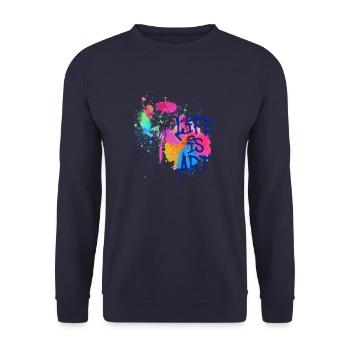 art,kunst,graffiti,malerei,aquarell,bunt,bunt - Unisex Pullover - Navy - Vorne - Alina (178cm) & Michal (187cm)