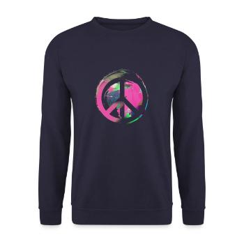 peace, pink,friede,graffiti,blau,bunt - Unisex Pullover - Navy - Vorne - Alina (178cm) & Michal (187cm)