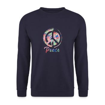 peace, pink,friede,graffiti,blau,bunt,schrift - Unisex Pullover - Navy - Vorne - Alina (178cm) & Michal (187cm)
