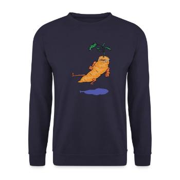 Karate Carrott, Karate Karotte - Unisex Pullover - Navy - Vorne - Alina (178cm) & Michal (187cm)