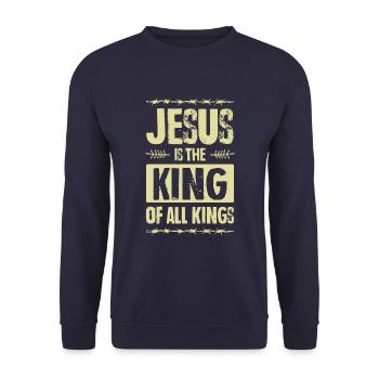 Jesus is King - Unisex Pullover - Navy - Vorne - Alina (178cm) & Michal (187cm)
