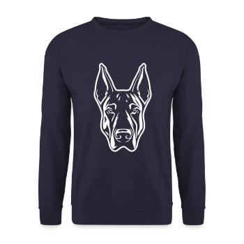 Doberman Dog Head - Unisex Sweatshirt - navy - Front - Alina (178cm) & Michal (187cm)
