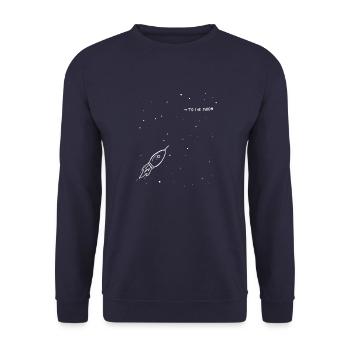 To The Moon And Back | Rakete | Partnerlook - Unisex Pullover - Navy - Vorne - Alina (178cm) & Michal (187cm)