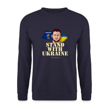 Ukraine Wisconsin Volodymyr Zelenskyj - Sweat-shirt Unisexe - marine - Devant - Alina (178cm) & Michal (187cm)