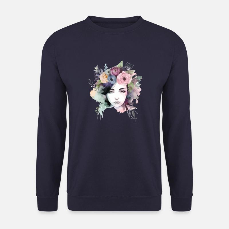 Frau mit Blumen - Unisex Pullover - Navy