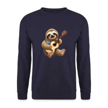 Sloth guitarist: acoustic melodies in slow motion - Unisex Sweatshirt - navy - Front - Alina (178cm) & Michal (187cm)