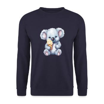 Süßer Comic Koala mit Vanille Softeis - Unisex Pullover - Navy - Vorne - Alina (178cm) & Michal (187cm)