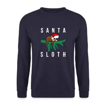 Santa Sloth Christmas Present - Unisex Sweatshirt - navy - Front - Alina (178cm) & Michal (187cm)