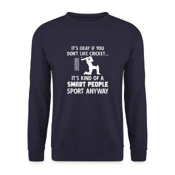 Lustiges Kricket Spruch Vintage Cricket Spiel - Unisex Pullover - Navy - Vorne - Alina (178cm) & Michal (187cm)