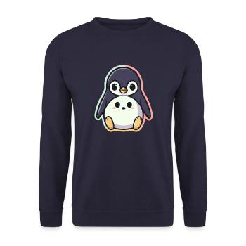 Pingouin kawaii - Sweat-shirt Unisexe - marine - Devant - Alina (178cm) & Michal (187cm)