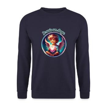 Ich bin ein Engel - Unisex Pullover - Navy - Vorne - Alina (178cm) & Michal (187cm)