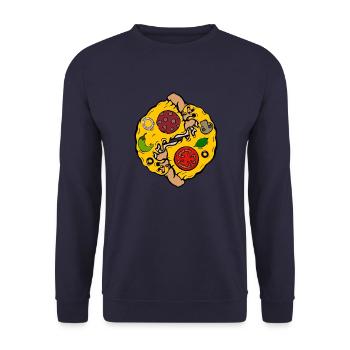 Pizza Yin Yang - Unisex Pullover - Navy - Vorne - Alina (178cm) & Michal (187cm)