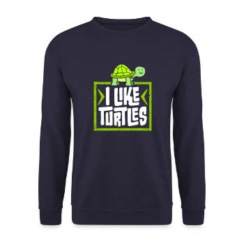 I Like Turtles Cute Tortoise Love Turtle Lover - Unisex Sweatshirt - navy - Front - Alina (178cm) & Michal (187cm)
