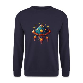 Soucoupe volante de vaisseau spatial imaginative - Sweat-shirt Unisexe - marine - Devant - Alina (178cm) & Michal (187cm)