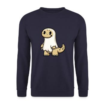 Dinosaur brontosaurus Halloween ghost - Unisex Sweatshirt - navy - Front - Alina (178cm) & Michal (187cm)