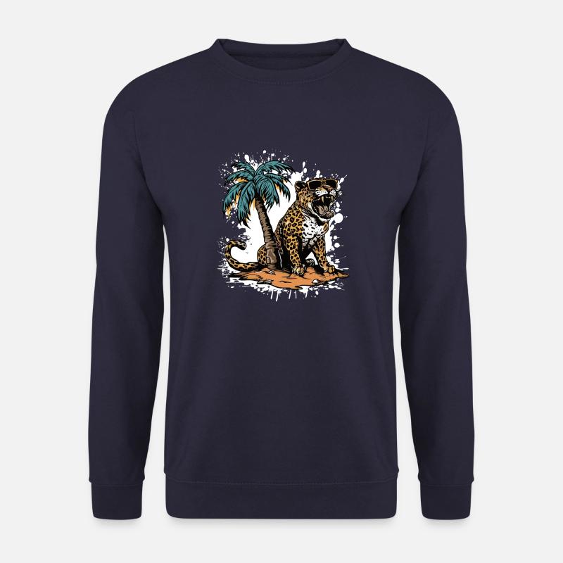 Leopard Island Palm Tree - Unisex Sweatshirt - navy