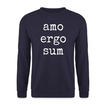 amo ergo sum - J’aime donc je suis - Dire - Sweat-shirt Unisexe - marine - Devant - Alina (178cm) & Michal (187cm)