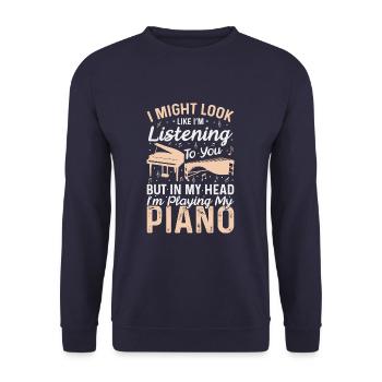 Funny Piano Player Pianist Quote - Unisex Pullover - Navy - Vorne - Alina (178cm) & Michal (187cm)