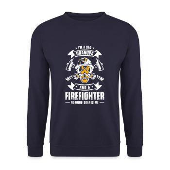 I'm A Dad Grandpa Firefighter Father's Day Fireman - Unisex Sweatshirt - navy - Front - Alina (178cm) & Michal (187cm)