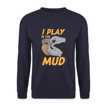 Je joue dans la boue Drôle d’artiste de poterie - Sweat-shirt Unisexe - marine - Devant - Alina (178cm) & Michal (187cm)