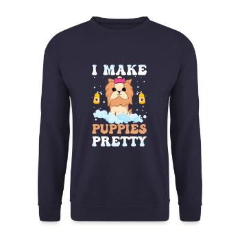 Je fais des chiots jolis toiletteurs pour chiens Puppy Groom - Sweat-shirt Unisexe - marine - Devant - Alina (178cm) & Michal (187cm)