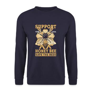 Support Your Local Honey Bee Beekeeper - Unisex Pullover - Navy - Vorne - Alina (178cm) & Michal (187cm)