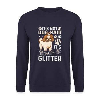 Funny Shih Tzu Dog Hair - Unisex Pullover - Navy - Vorne - Alina (178cm) & Michal (187cm)
