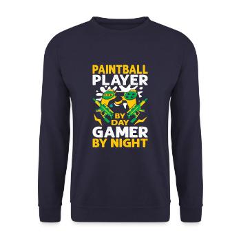 Joueur de paintball par jour Gamer by night - Sweat-shirt Unisexe - marine - Devant - Alina (178cm) & Michal (187cm)
