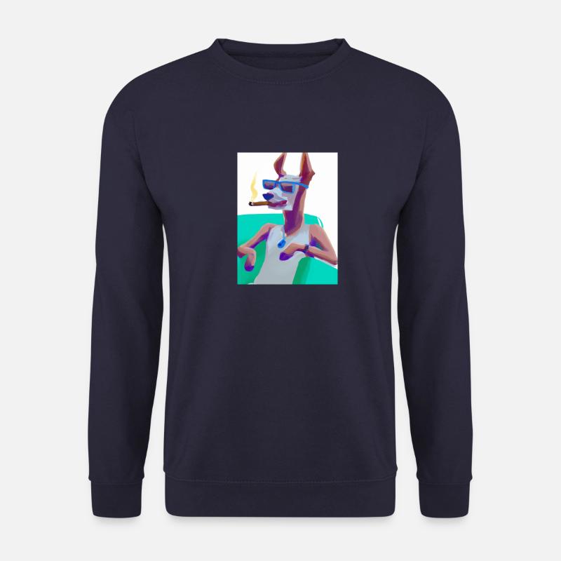 smoking Dog - Unisex Pullover - Navy