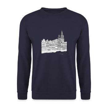 Münster Drawing - Unisex Sweatshirt - navy - Front - Alina (178cm) & Michal (187cm)