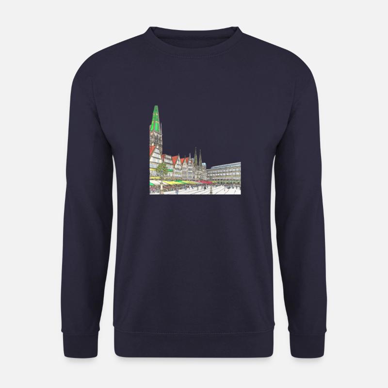 Marktplatz Zeichnung - Unisex Pullover - Navy