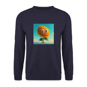 A sunflower with a cute character - Unisex Sweatshirt - navy - Front - Alina (178cm) & Michal (187cm)