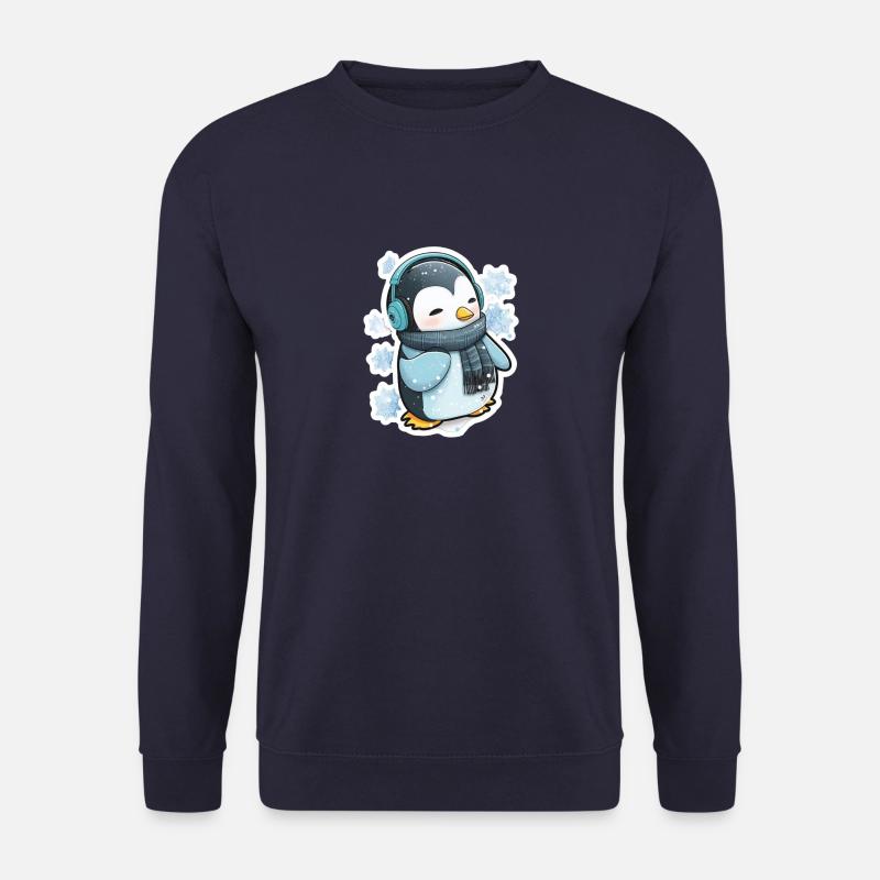 Cute Little Pinguin with snowflakes - Unisex Pullover - Navy