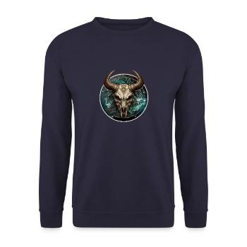 Skelett Stier - Unisex Pullover - Navy - Vorne - Alina (178cm) & Michal (187cm)