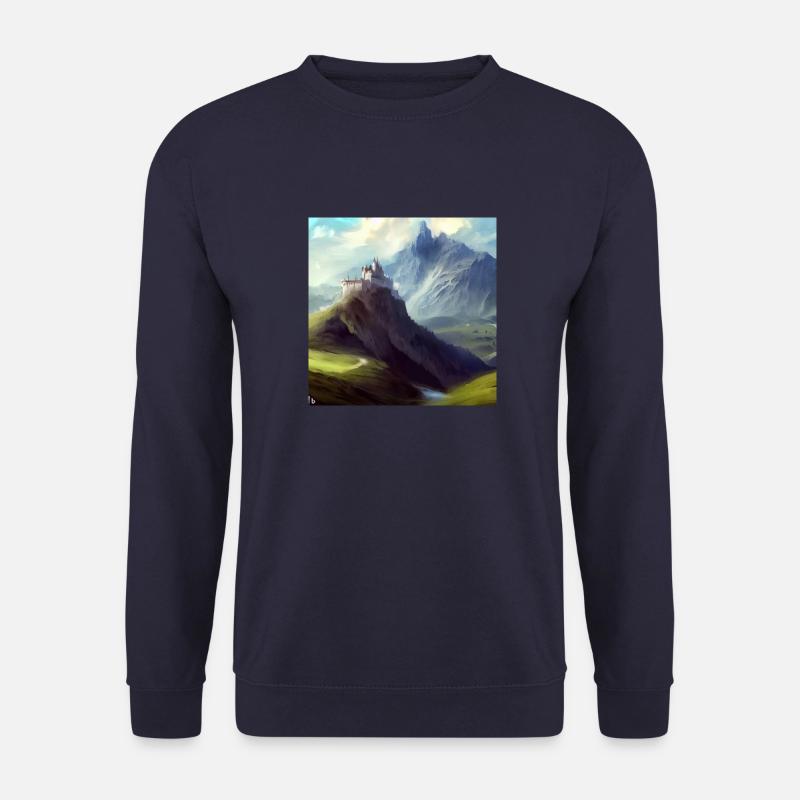Mountain with Castle - Unisex Pullover - Navy
