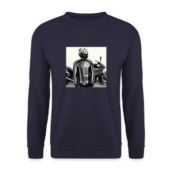 Motorcycle Pencil Drawing - Unisex Sweatshirt - navy - Front - Alina (178cm) & Michal (187cm)