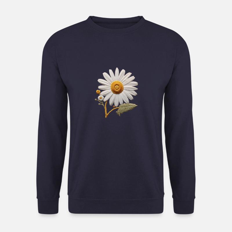 Gesticktes Gänseblümchen - Unisex Pullover - Navy