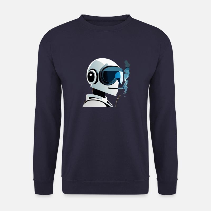 robot is smoking cigarette - Unisex Pullover - Navy