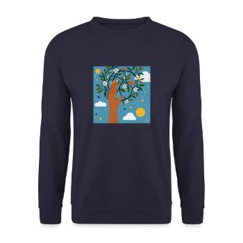 Nachhaltige Welt - Unisex Pullover - Navy - Vorne - Alina (178cm) & Michal (187cm)
