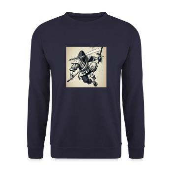 A ninja with a black and white pencil - Unisex Sweatshirt - navy - Front - Alina (178cm) & Michal (187cm)