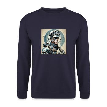Cyborg Style Policeman Poster Poster - Unisex Sweatshirt - navy - Front - Alina (178cm) & Michal (187cm)