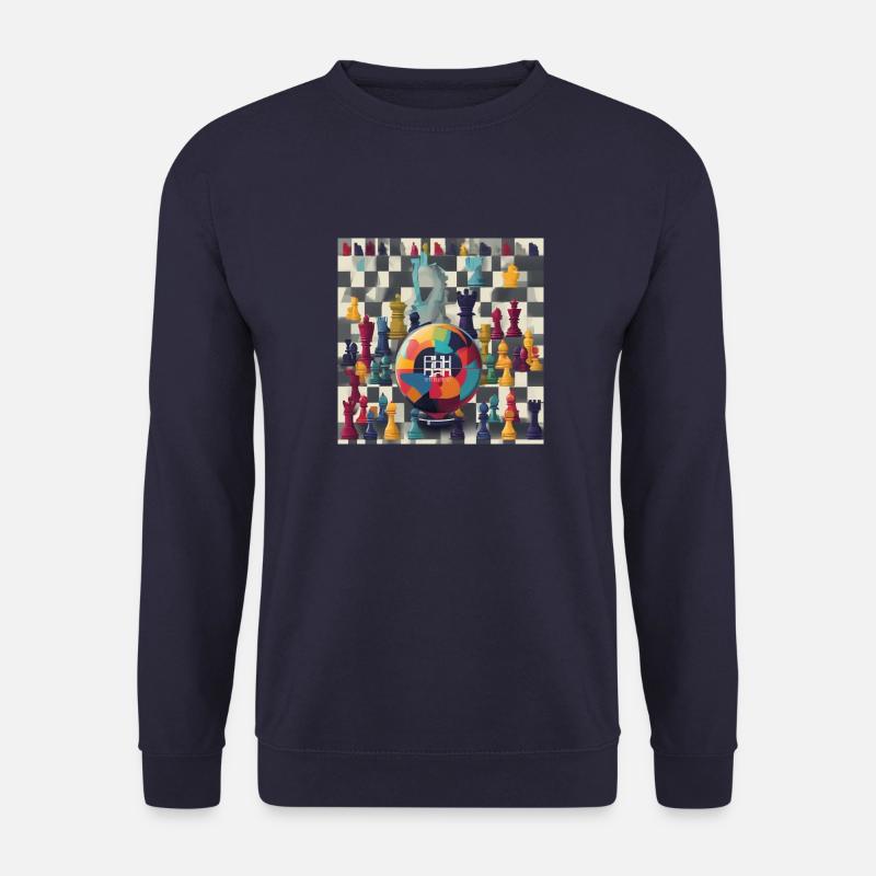 Weltschachbrett: Strategie und Einheit zelebrieren - Unisex Pullover - Navy