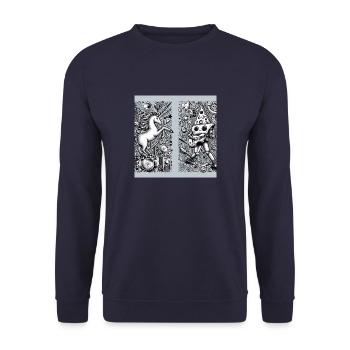 Unicorn and pizza - Unisex Sweatshirt - navy - Front - Alina (178cm) & Michal (187cm)