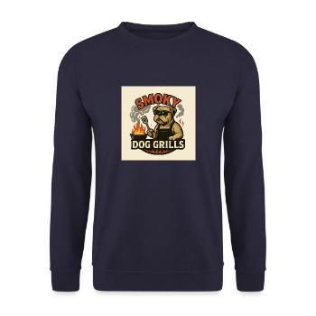 Smoky Dog Grills – Style BBQ avec puissance de chien - Sweat-shirt Unisexe - marine - Devant - Alina (178cm) & Michal (187cm)